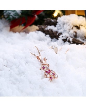 Christmas Zircon Necklace Snowman Necklace