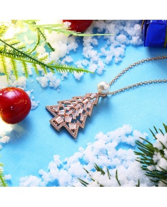 Zircon Christmas Necklace Christmas Tree Necklace