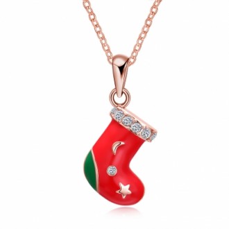 Christmas Drizzle Socks Necklace White/Rose Gold