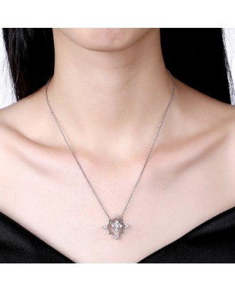 Christmas Collection Fashion Zircon Necklace White/Platinum Plated