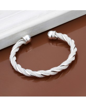 Twisted Wire Mesh Bracelet Round Shape Silver Bracelet