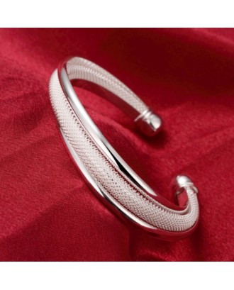 Diagonal Mesh Bracelet Stylish Geometric Silver Bracelet