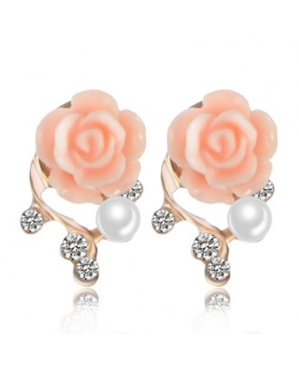 New Fashion 18K Gold Plated Cute Sweet Rose Shaped Artificial and Diamond