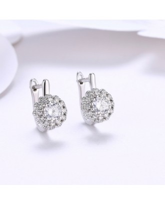 K Gold Zircon Earring Round White Diamond Romantic Wind Earring Clip