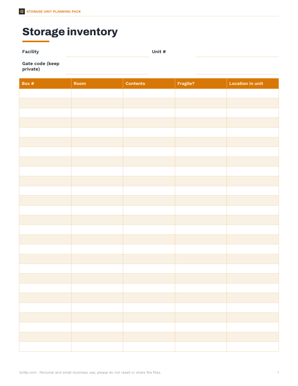 Preview of Printable Box Inventory Sheet